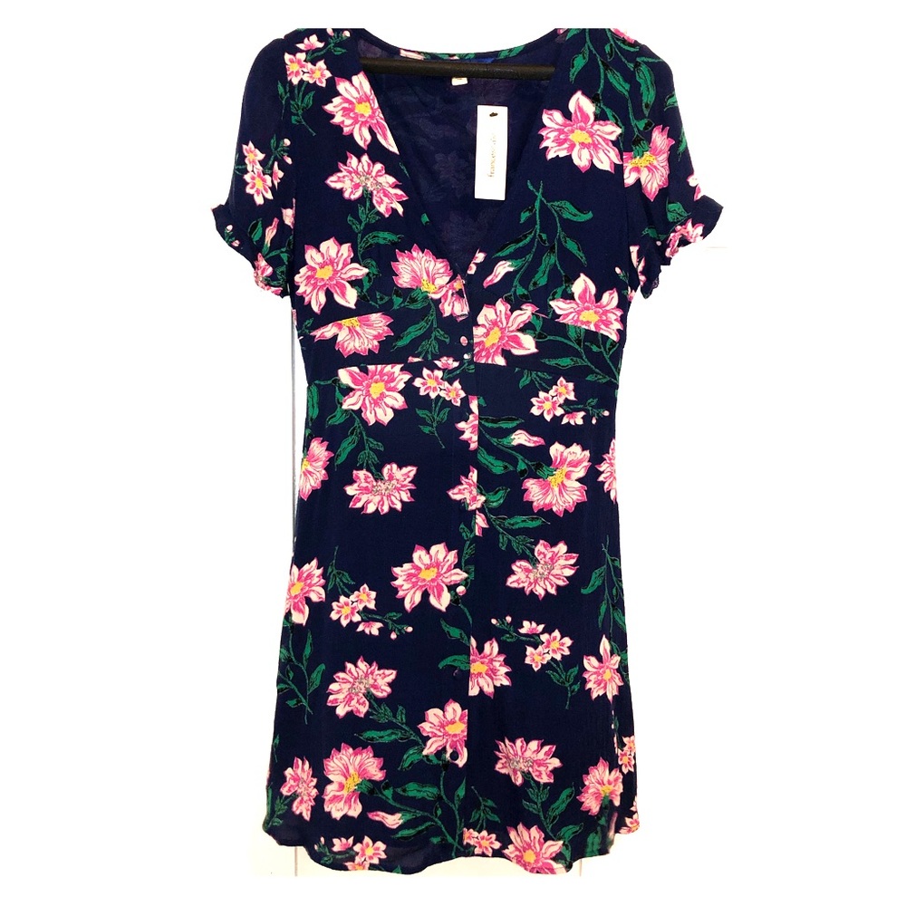 Francesca’s Blue Rain Floral Buttonup Dress